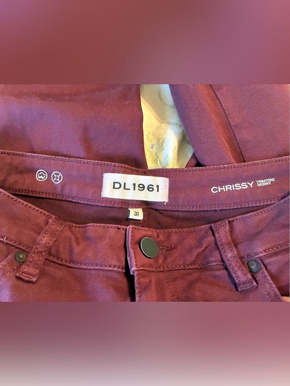 Mavi Chrissy Straight Leg Pants Burgundy Waist 31 - Picture 3 of 4